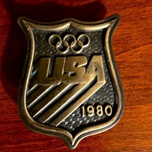 Solid brass USA 1980 Olympic Belt Buckle